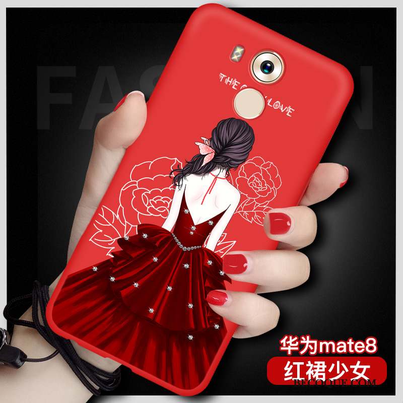 Huawei Mate 8 Coque Tout Compris Rouge Étui Incassable Peinture Silicone