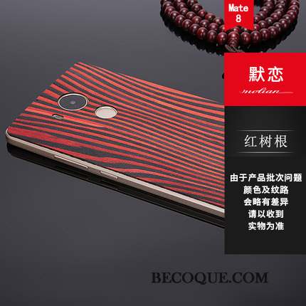 Huawei Mate 8 Couvercle Arrière Protection Coque De Téléphone Étui Rouge Bois Massif