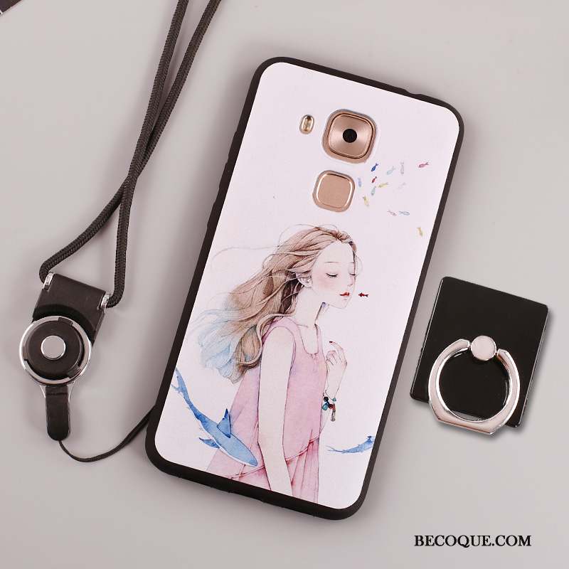 Huawei Mate 8 Peinture Blanc Anneau Fluide Doux Coque Étui