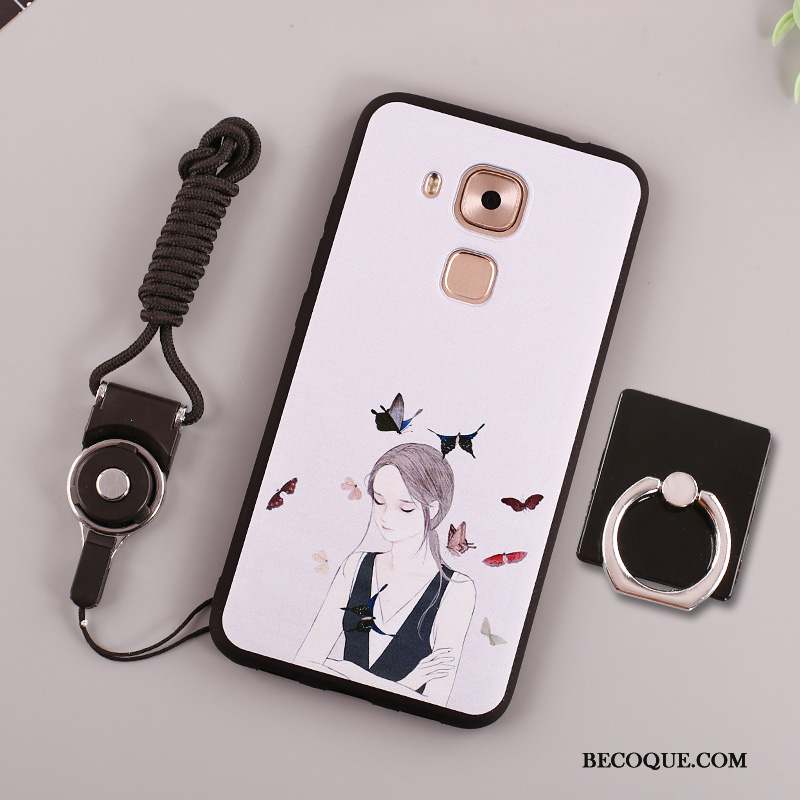 Huawei Mate 8 Peinture Blanc Anneau Fluide Doux Coque Étui