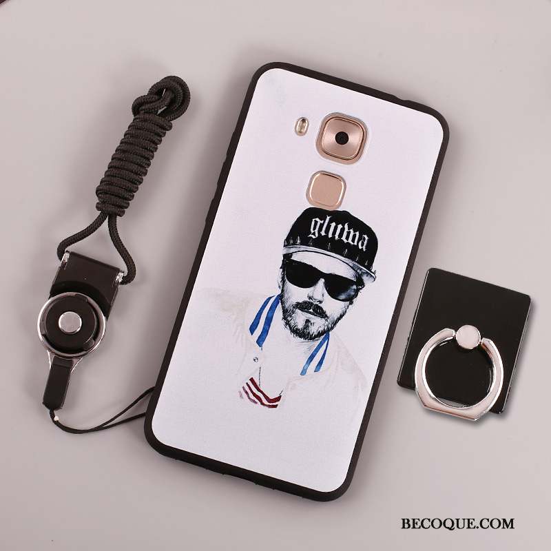 Huawei Mate 8 Peinture Blanc Anneau Fluide Doux Coque Étui