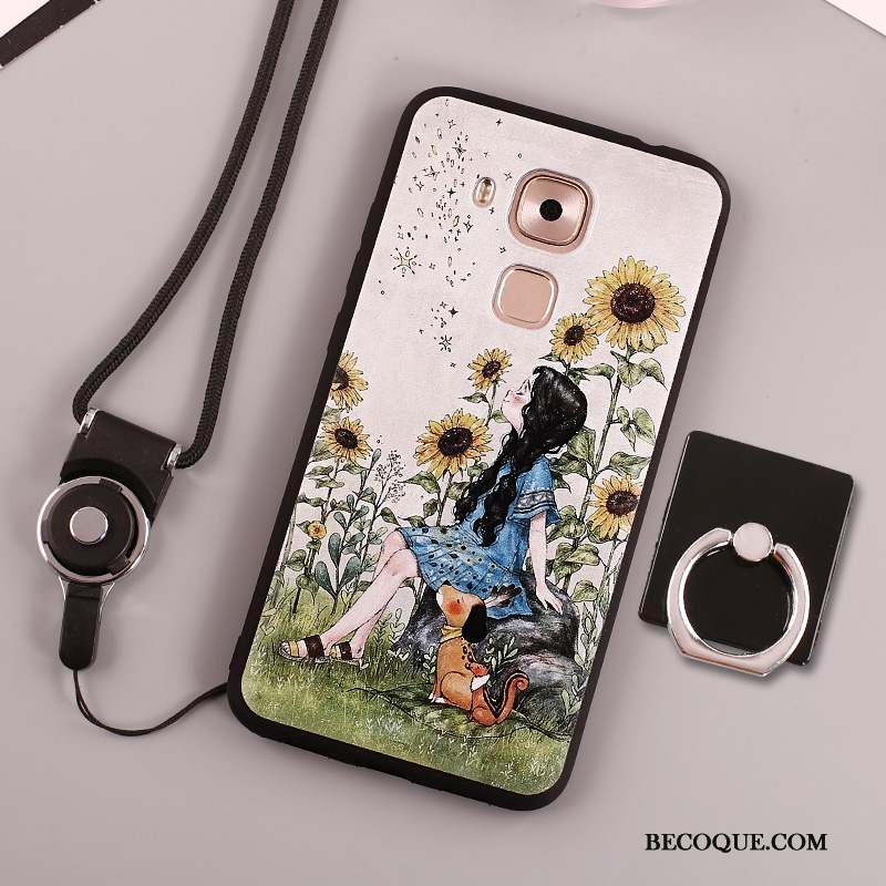 Huawei Mate 8 Peinture Blanc Anneau Fluide Doux Coque Étui