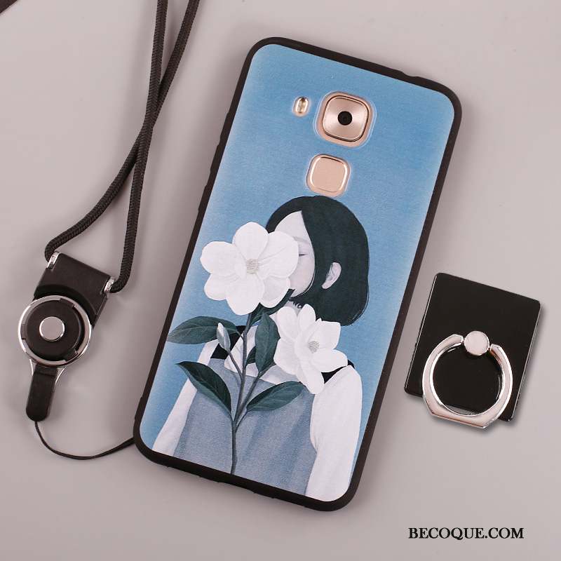 Huawei Mate 8 Peinture Blanc Anneau Fluide Doux Coque Étui