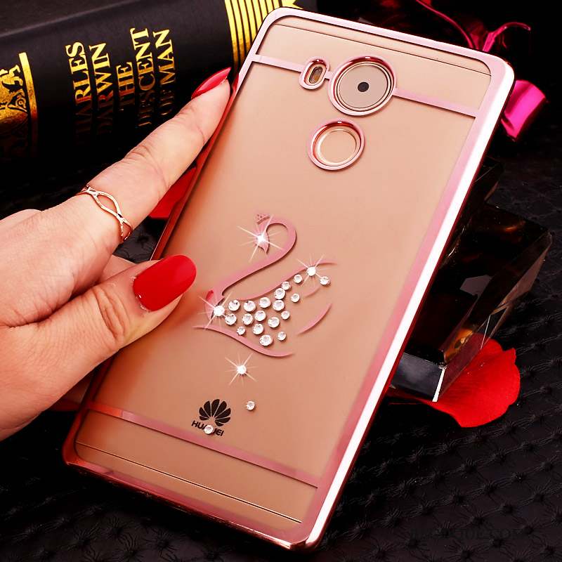 Huawei Mate 8 Strass Difficile Rose Étui Transparent Coque