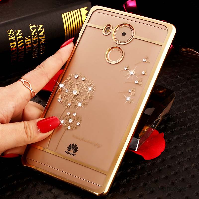 Huawei Mate 8 Strass Difficile Rose Étui Transparent Coque