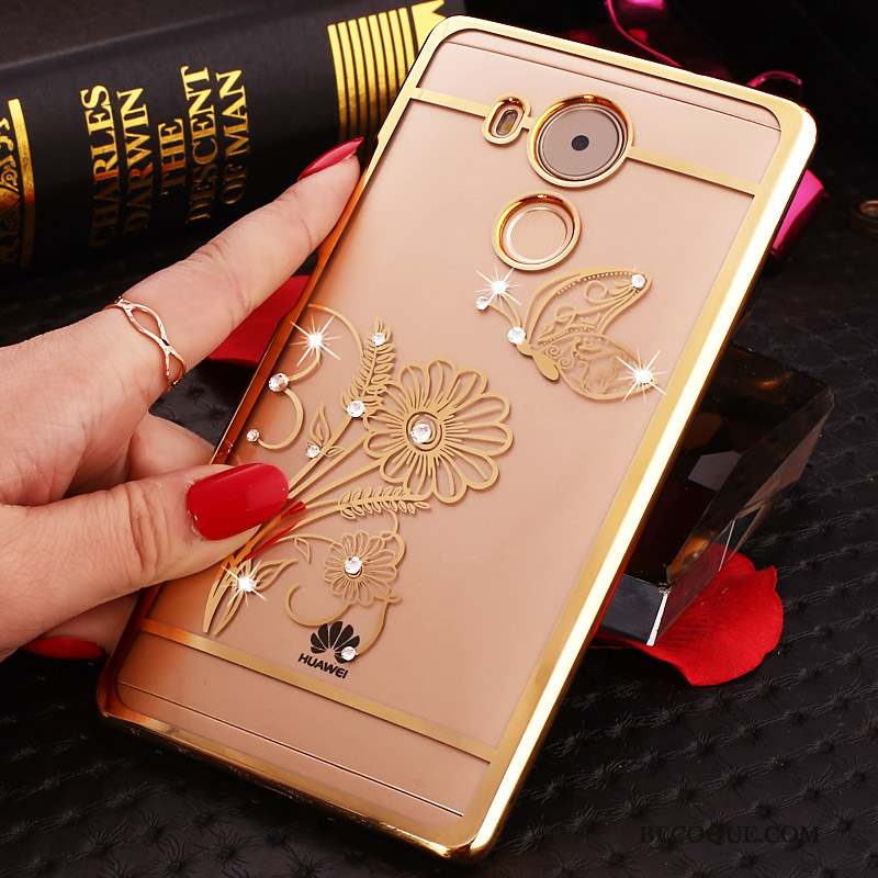 Huawei Mate 8 Strass Difficile Rose Étui Transparent Coque