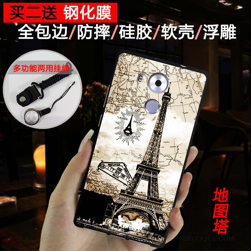 Huawei Mate 8 Tendance Noir Ornements Suspendus Coque De Téléphone Incassable Silicone