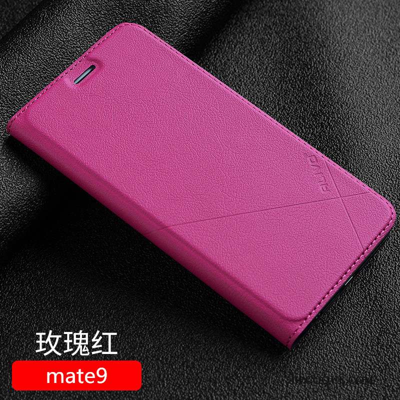Huawei Mate 9 Clamshell Incassable Protection Étui En Cuir Coque De Téléphone Or Rose