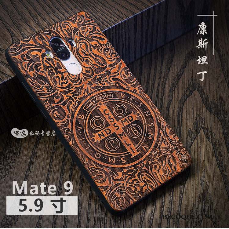 Huawei Mate 9 Coque Luxe Étui Bois Massif Personnalisé Style Chinois Protection