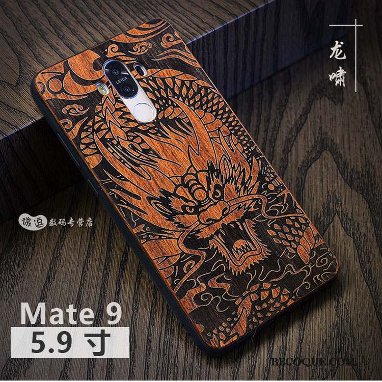 Huawei Mate 9 Coque Luxe Étui Bois Massif Personnalisé Style Chinois Protection