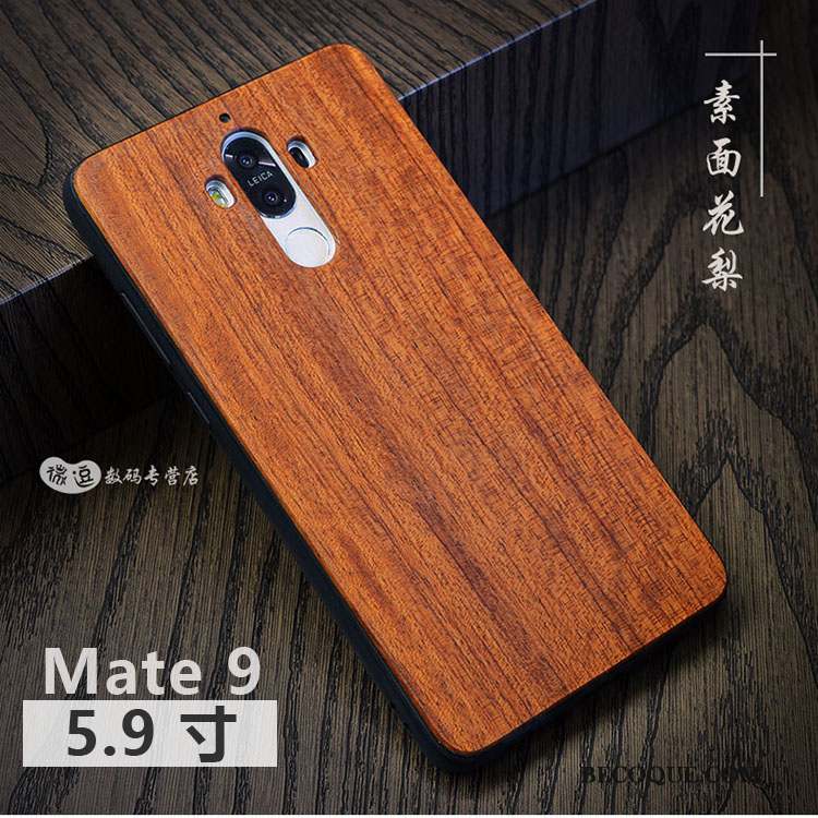 Huawei Mate 9 Coque Luxe Étui Bois Massif Personnalisé Style Chinois Protection