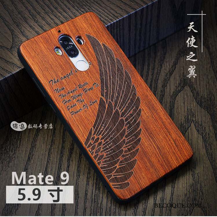 Huawei Mate 9 Coque Luxe Étui Bois Massif Personnalisé Style Chinois Protection