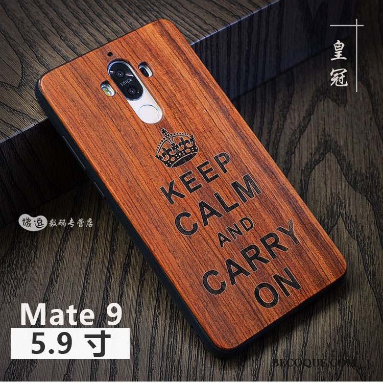 Huawei Mate 9 Coque Luxe Étui Bois Massif Personnalisé Style Chinois Protection