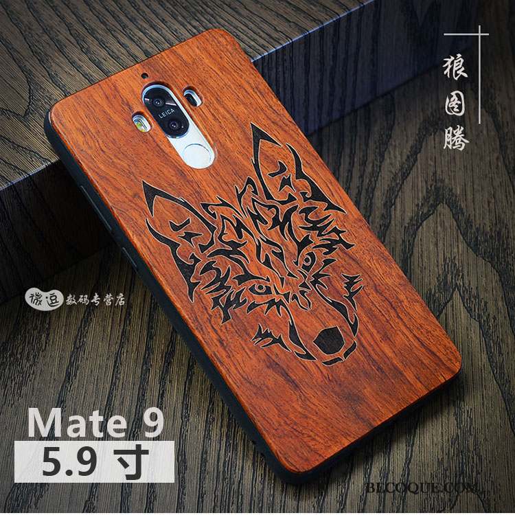 Huawei Mate 9 Coque Luxe Étui Bois Massif Personnalisé Style Chinois Protection