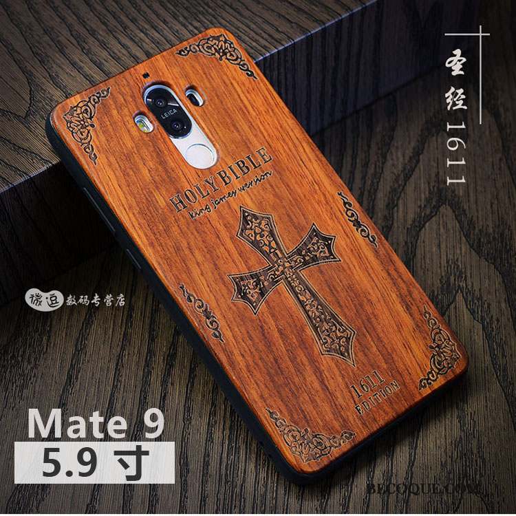 Huawei Mate 9 Coque Luxe Étui Bois Massif Personnalisé Style Chinois Protection