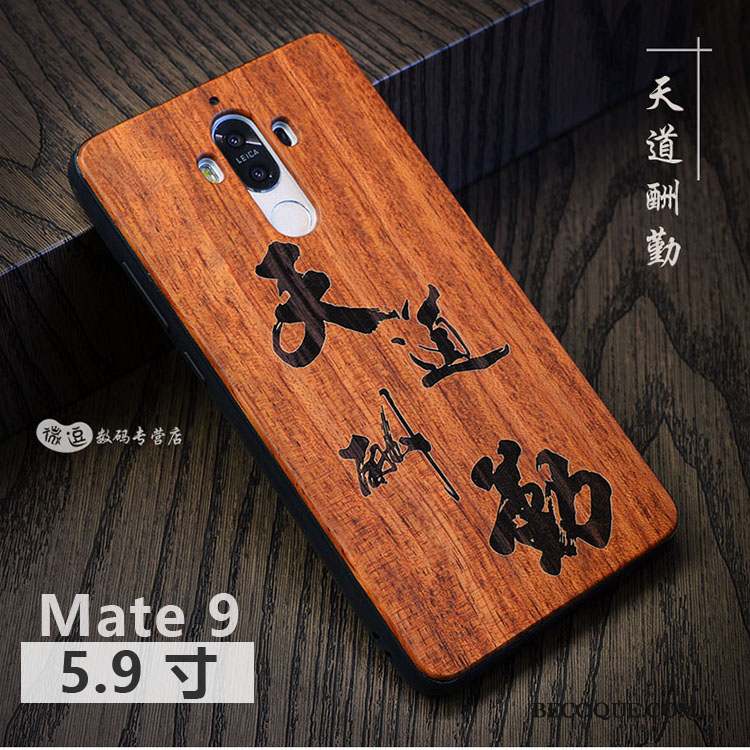 Huawei Mate 9 Coque Luxe Étui Bois Massif Personnalisé Style Chinois Protection