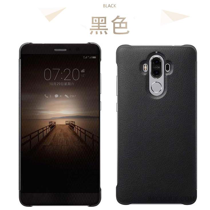 Huawei Mate 9 Coque Protection Cuir Véritable Étui Tout Compris Vin Rouge Incassable