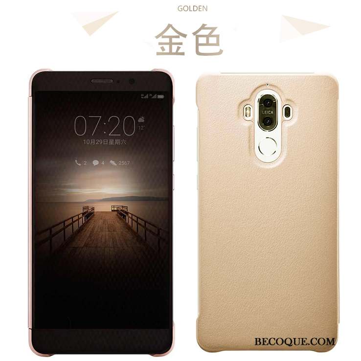 Huawei Mate 9 Coque Protection Cuir Véritable Étui Tout Compris Vin Rouge Incassable