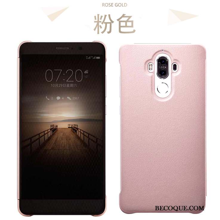 Huawei Mate 9 Coque Protection Cuir Véritable Étui Tout Compris Vin Rouge Incassable