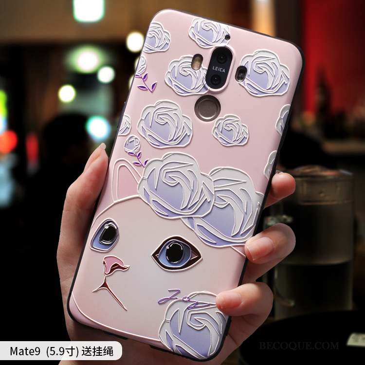 Huawei Mate 9 Coque Rose Silicone Personnalité Incassable Fluide Doux Tout Compris
