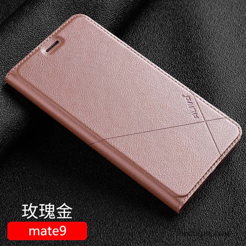 Huawei Mate 9 Coque Tout Compris Étui En Cuir Clamshell Protection Incassable Or