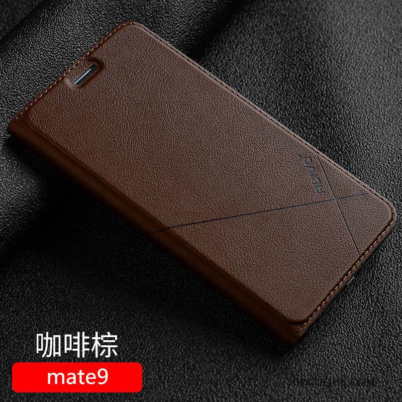 Huawei Mate 9 Coque Tout Compris Étui En Cuir Clamshell Protection Incassable Or