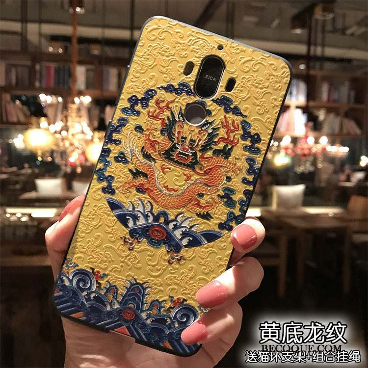 Huawei Mate 9 Coque Étui De Téléphone Style Chinois Jaune Ornements Suspendus