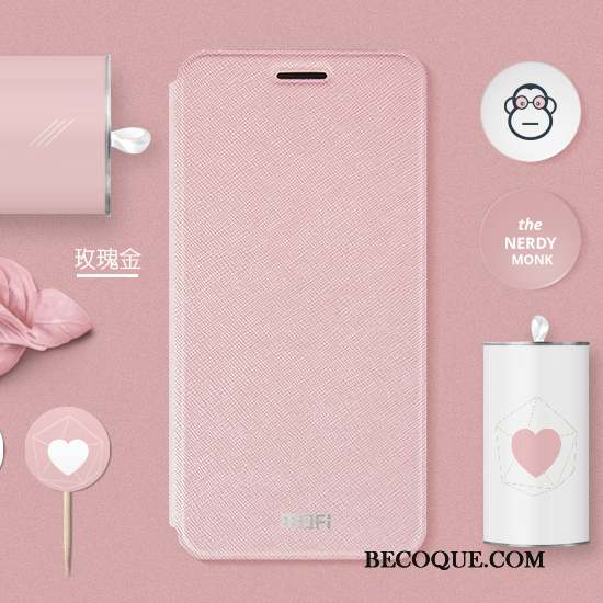 Huawei Mate 9 Coque Étui Incassable Étui En Cuir Clamshell Rose Protection