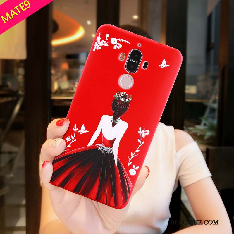 Huawei Mate 9 Fluide Doux Coque Étui Rouge Protection De Téléphone