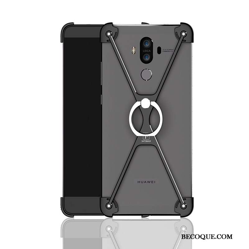 Huawei Mate 9 Gris Incassable Border Coque Métal Anneau