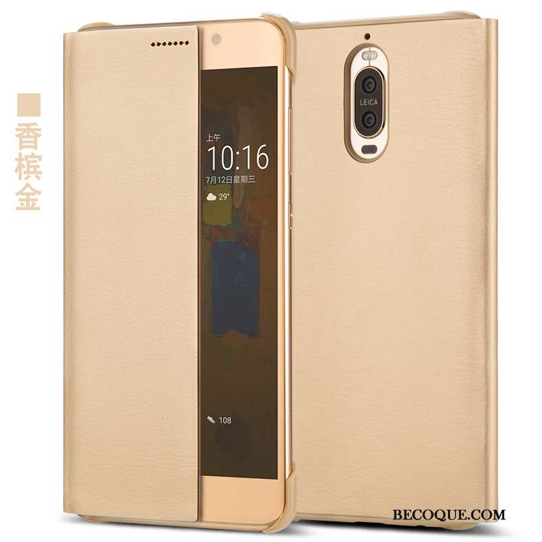 Huawei Mate 9 Pro Coque De Téléphone Clamshell Étui En Cuir Protection Téléphone Portable Gris