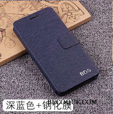 Huawei Mate 9 Pro Coque Incassable Délavé En Daim Clamshell Étui En Cuir Protection Bleu Clair