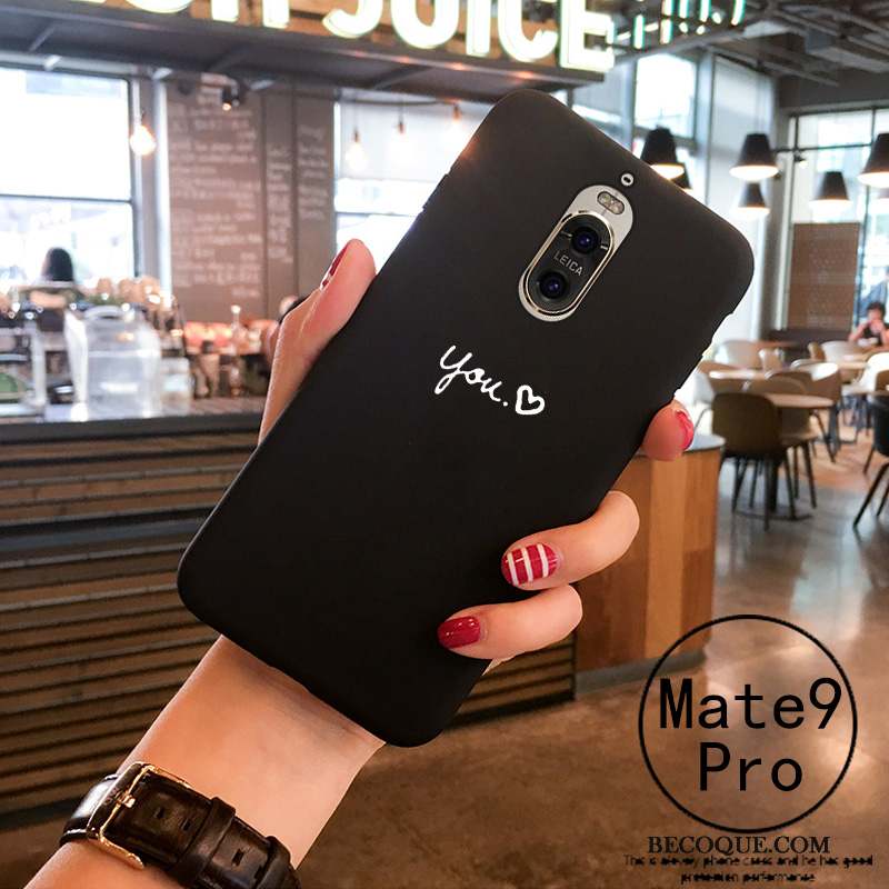 Huawei Mate 9 Pro Coque Noir Tendance Personnalité Silicone Blanc Fluide Doux