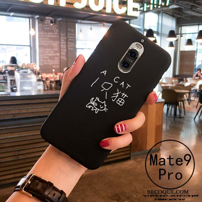 Huawei Mate 9 Pro Coque Noir Tendance Personnalité Silicone Blanc Fluide Doux