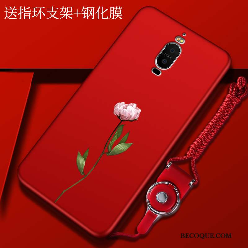 Huawei Mate 9 Pro Coque Tout Compris Créatif Incassable Rouge Étui Silicone