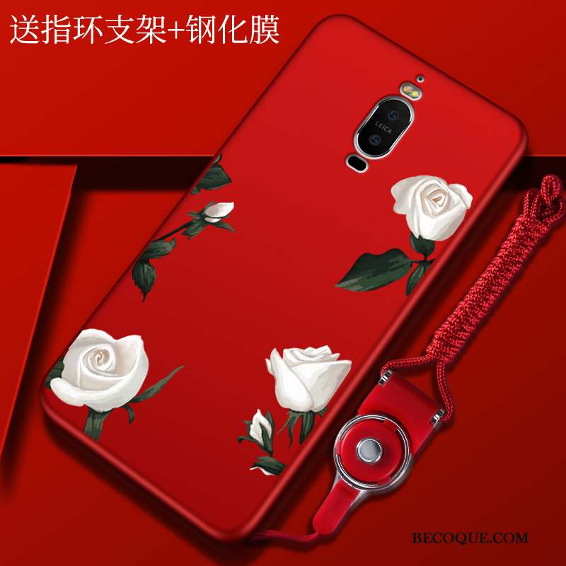 Huawei Mate 9 Pro Coque Tout Compris Créatif Incassable Rouge Étui Silicone