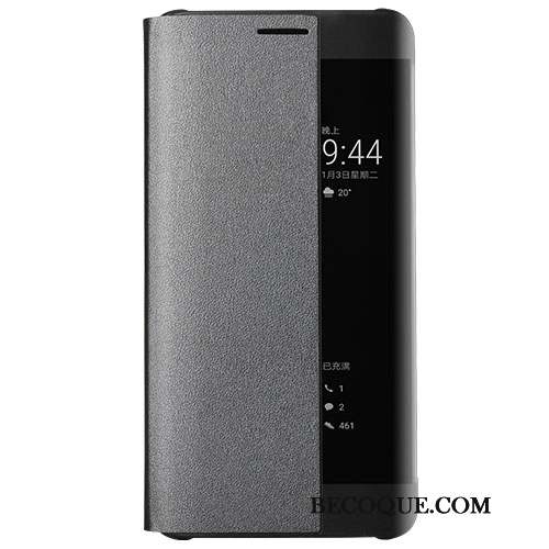 Huawei Mate 9 Pro Protection Noir Clamshell Étui En Cuir Coque Cuir Véritable