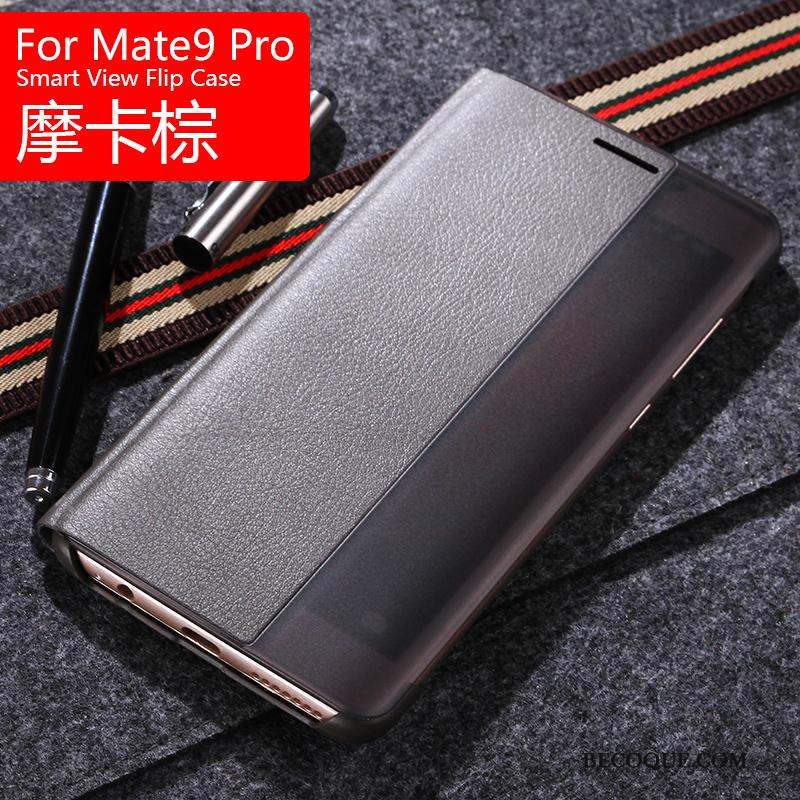 Huawei Mate 9 Pro Protection Étui Clamshell Étui En Cuir Or Coque De Téléphone