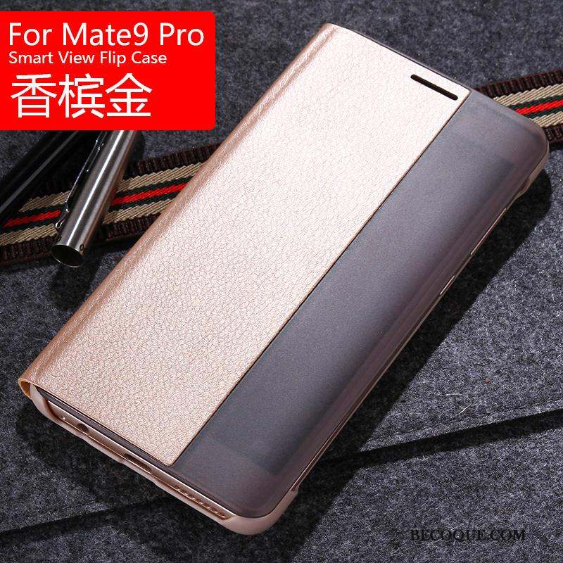 Huawei Mate 9 Pro Protection Étui Clamshell Étui En Cuir Or Coque De Téléphone