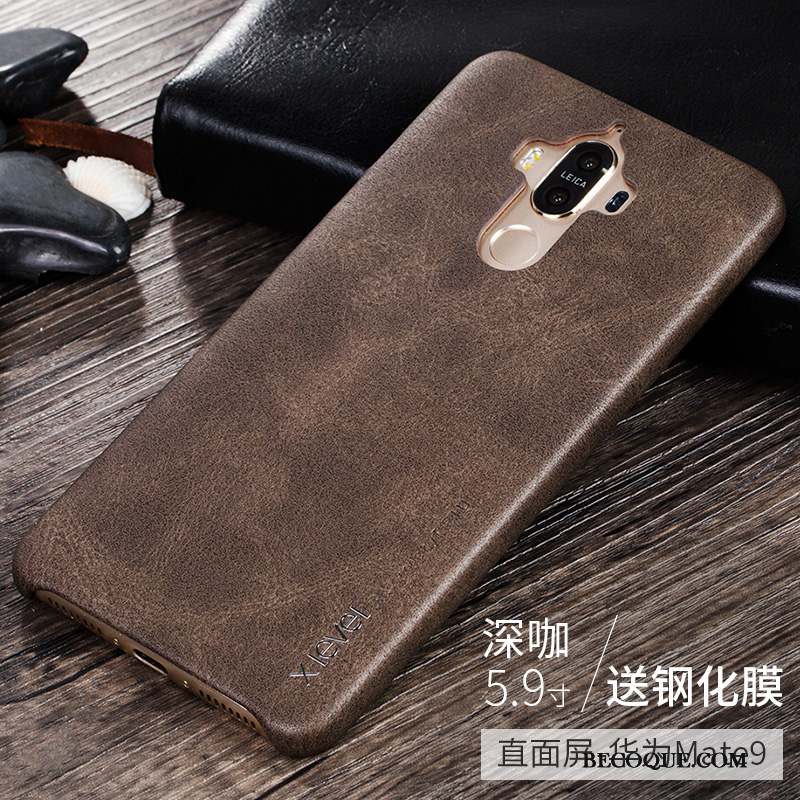 Huawei Mate 9 Pro Étui En Cuir Coque De Téléphone Très Mince Incassable Noir