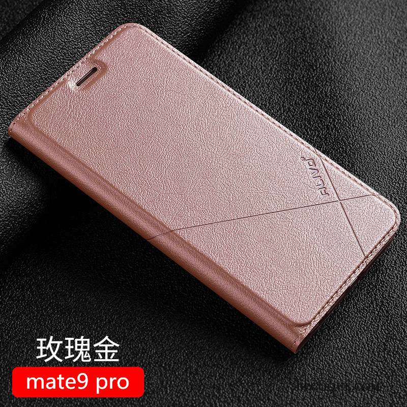 Huawei Mate 9 Pro Étui En Cuir Tout Compris Coque De Téléphone Clamshell Or Protection