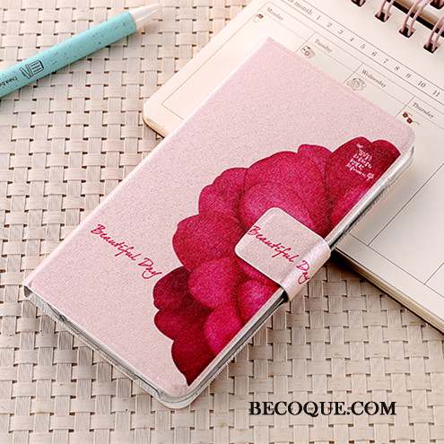 Huawei Mate 9 Pro Étui Étui En Cuir Rose Protection Clamshell Coque De Téléphone