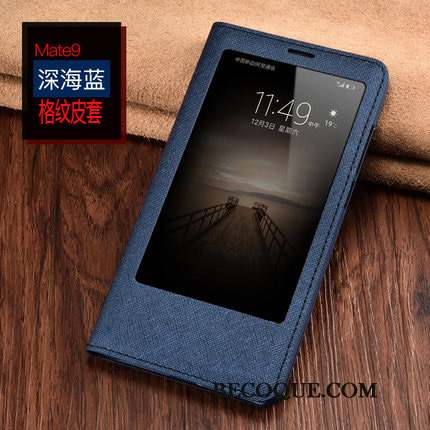 Huawei Mate 9 Étui En Cuir Coque De Téléphone Jaune Clamshell Incassable
