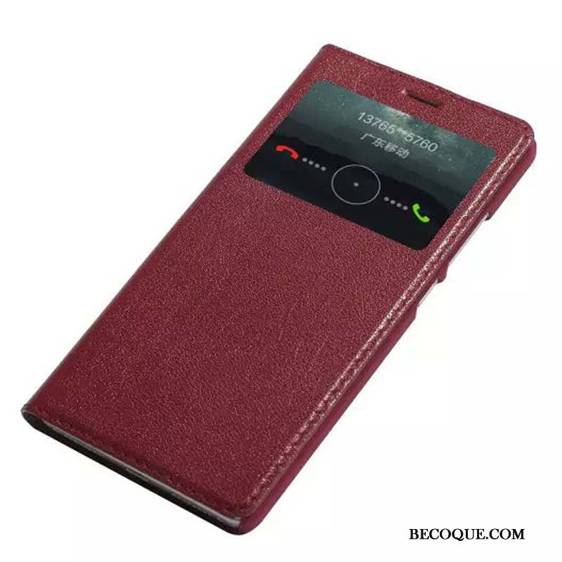 Huawei Mate S Étui En Cuir Téléphone Portable Coque De Téléphone Protection Dormance Rouge