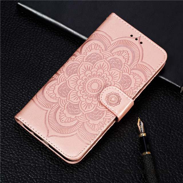 Huawei Nova 5t Coque Clamshell Rose Protection Étui En Cuir Carte Luxe