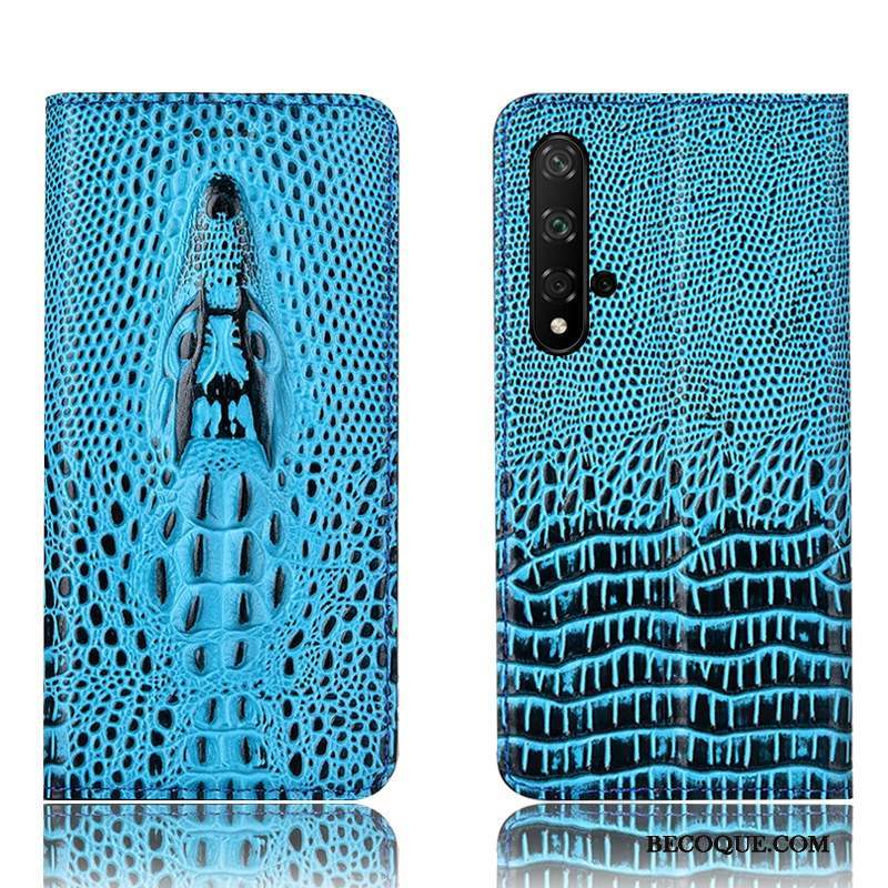 Huawei Nova 5t Coque Crocodile Étui Incassable Protection Housse Cuir Véritable