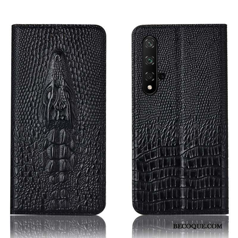 Huawei Nova 5t Coque Crocodile Étui Incassable Protection Housse Cuir Véritable