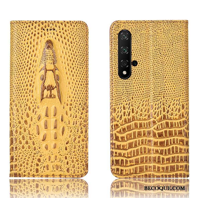 Huawei Nova 5t Coque Crocodile Étui Incassable Protection Housse Cuir Véritable