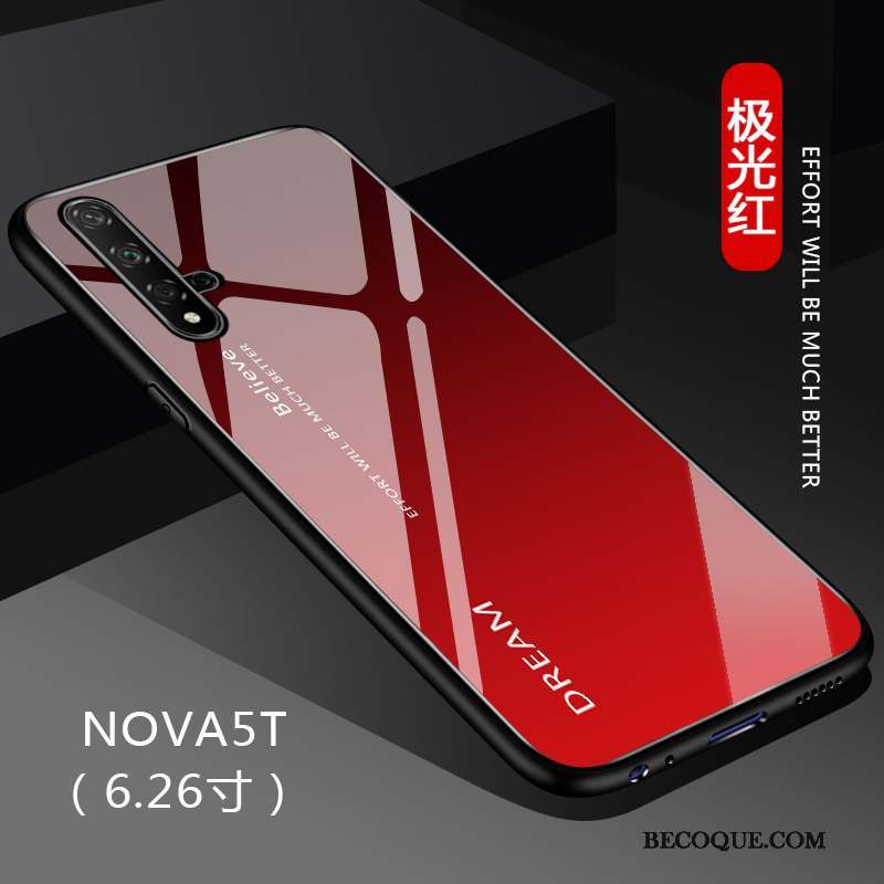 Huawei Nova 5t Coque Net Rouge Noir Tout Compris Étui Personnalisé Dégradé