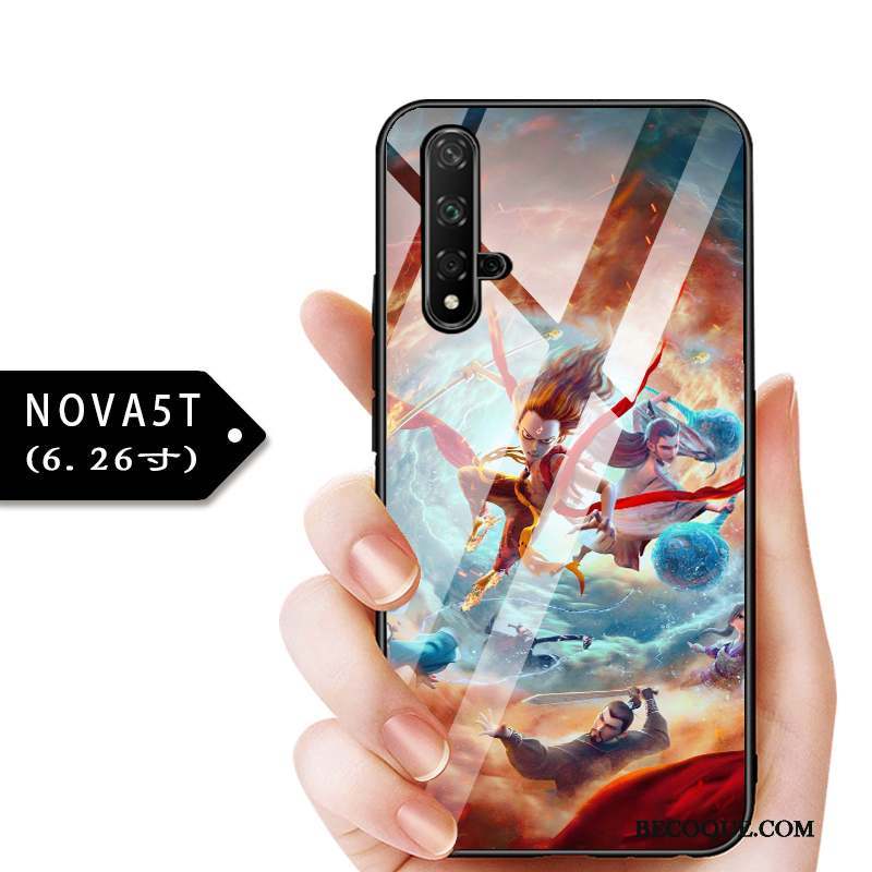 Huawei Nova 5t Coque Protection Enfant Verre Bleu Mince Étui